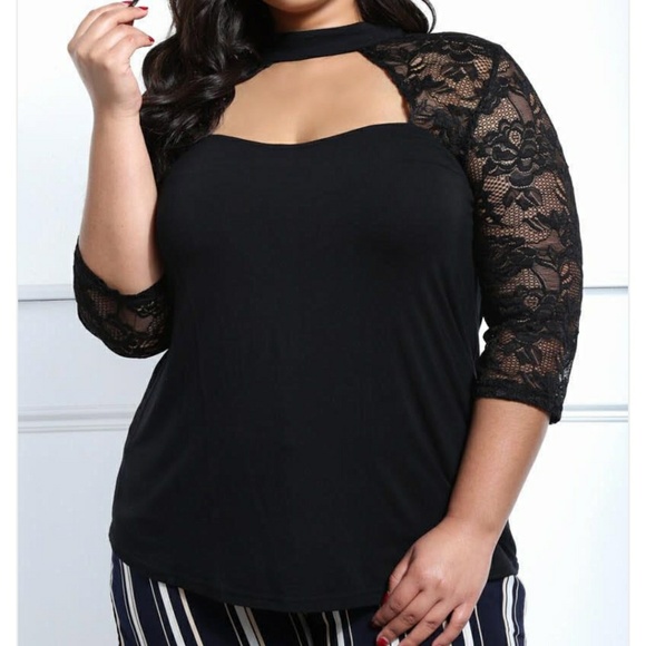 Tops - Black top with lace detailing